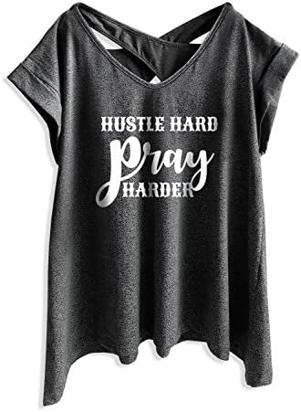 TeeMixed Women Flowy Flare T-Shirts Hustle Hard Pray Harder