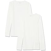 Amazon Essentials Women's Slim-Fit Long Sleeve Rib Knit Crew Neck Top (Available in Plus Size), Pack of 2
