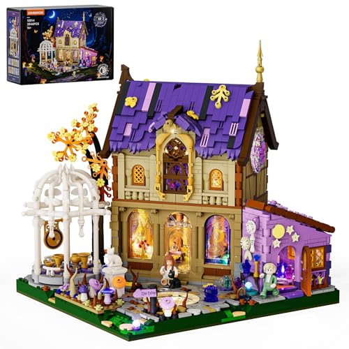 LUMIBRICKS Luna Cottage Lighting Building Set, 2846 PCS Retro House Model with Soothing Music and LED Lights, Witchy Cottage Collectible Display for Adults