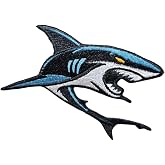 3.5" Embroidered Shark Iron On Patch | Decorative Tactical Sea Creatures Shark Applique Iron On/Sew On Patches for Clothing, Hats, Backpacks, Clothes, Jacket, Boys