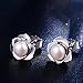 Pearl Earrings, Sterling Silver Rose Stud Earrings White Freshwater Cultured Pearl Stud Earrings, Hypoallergenic (Rose Pearl Earrings)