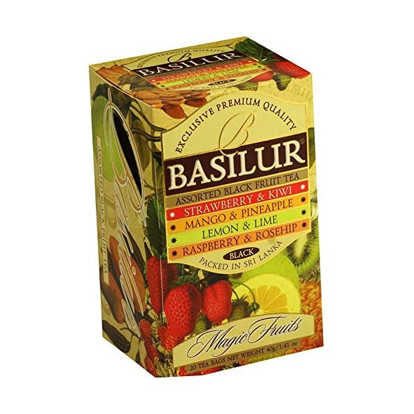 Basilur Tee Set Magic Fruits 5 Teesorten 2er Pack (2 x 25 Teebeutel) Schwarztee Früchtetee