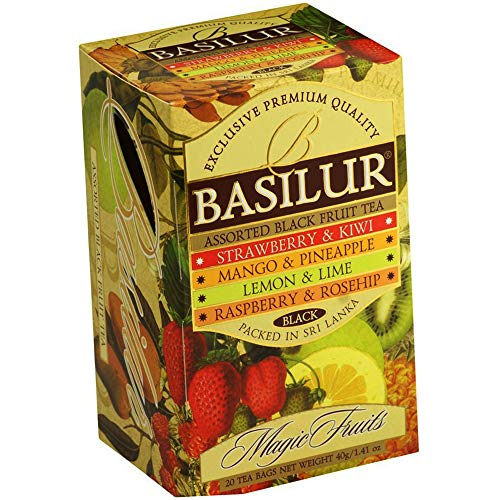 Basilur Tee Set Magic Fruits 5 Teesorten 2er Pack (2 x 25 Teebeutel) Schwarztee Früchtetee
