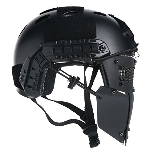 VILONG Airsoft Mask Outdoor Sports Tactical Paintball mask Full Face Skull CS Mask With double filter fan CS edition Perspiration Dust Face Guard (Steel black) - Thumbnail 4