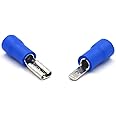 Baomain 0.11" Blue Female/Male Insulated Spade Wire Connector Electrical Crimp Terminal 16-14 AWG 2.8 x 0.5mm Pack of 200