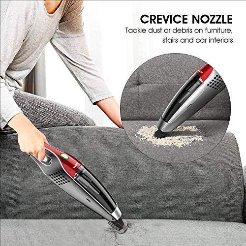 SUAOKI 2-in-1 Cordless Vacuum Cleaner, Upright Stick and Handheld Vacuum Lightweight Bagless with Rechargeable Battery, LED Corner Lighting, Cyclonic HEPA Filtration for Home, Carpet, Car, Hard Floor