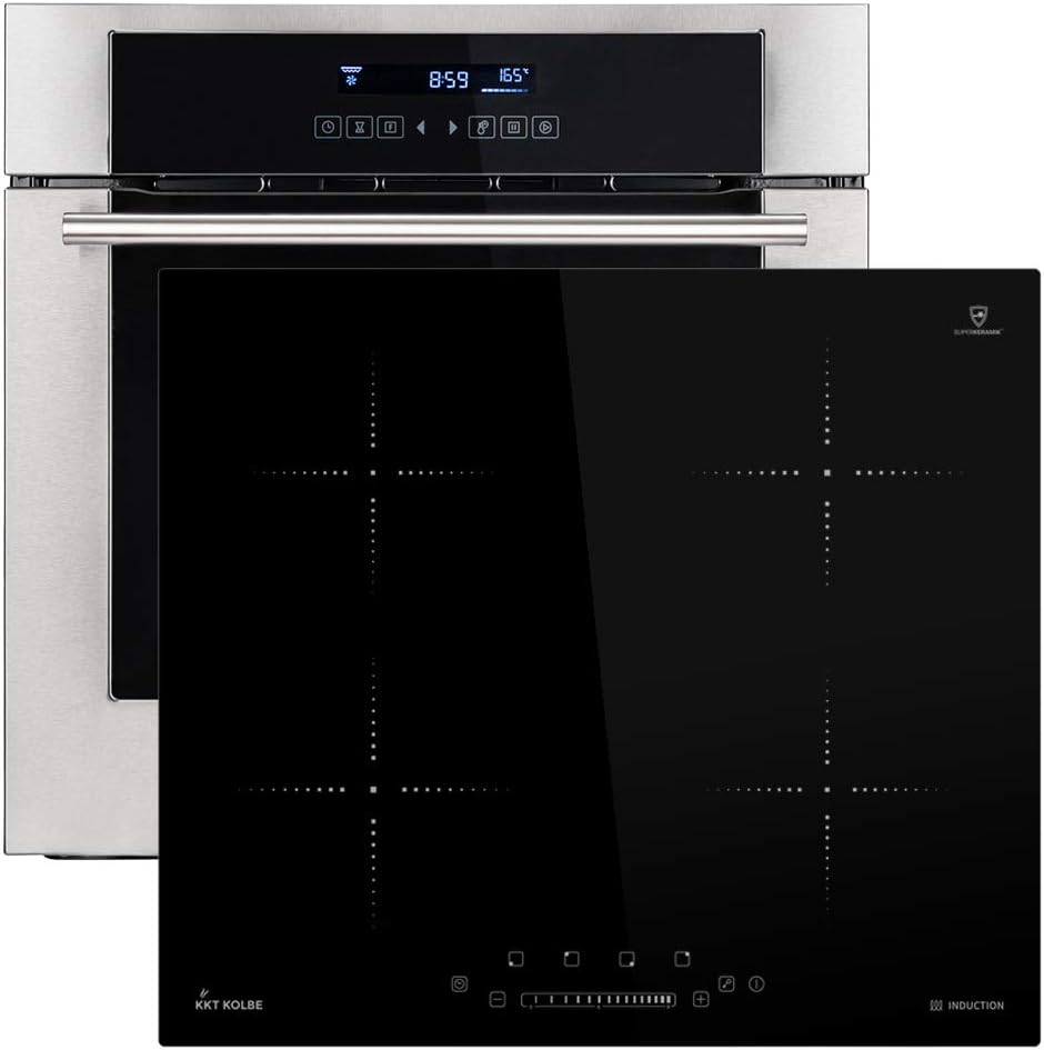 Autarkes Herdset: 60cm Einbau-Backofen EB8015ED + 59cm Induktionskochfeld KF5900IND (Heißluft, Grill-/Bratsystem, Teleskopauszüge, Selbstreinigung, Touch, Edelstahl) SET80151IND2 - KKT KOLBE