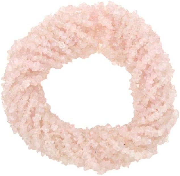ShreeAkJewels Rose Quartz Beads Natural Stone Gemstone Chips Loose Beads for Jewelry Making, Rose Quartz Chips, 1 Strand Each of 34" Length