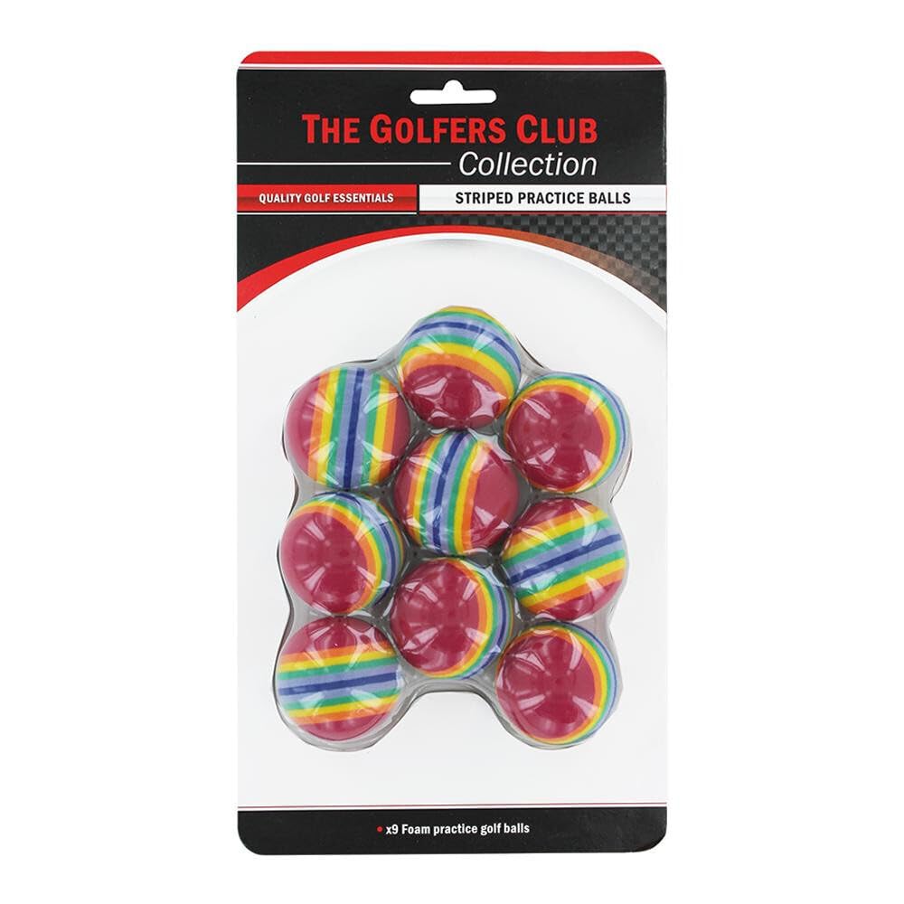 The Golfers Club Foam Practice Golf Balls (Multi-Coloured) x 9, Rainbow