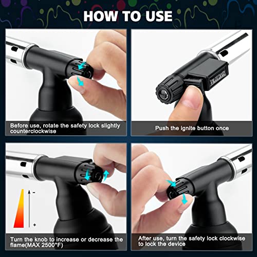 PILOTDIARY Butane Torch, Refillable Big Industrial Butane Torch, Dual