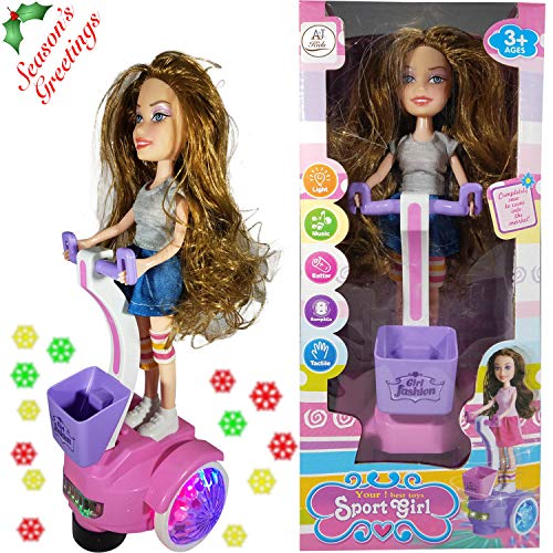 ANJ Kids New Holiday Toy – Battery Operated Sport Girls Toy; Fashion Girl Doll Riding Scooter; Toddler Toys Singing, Riding, and Flashing Beautiful Lights; Best Kids Toys for Girls - Thumbnail 7