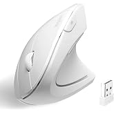 Perixx PERIMICE-713W Wireless Ergonomic Vertical Mouse - 2.4G Spec with USB Receiver - On/Off Switch - 6 Buttons Right Handed Design - White