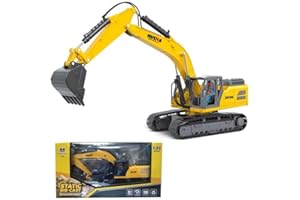 Qcar Large Excavator Construction Vehicle Toys Heavy Duty Alloy Hydraulic Excavator, 1:35 Scale Diecast Site Digger Toy Truck for Kids 8,9,10,11,12 Year Old and up