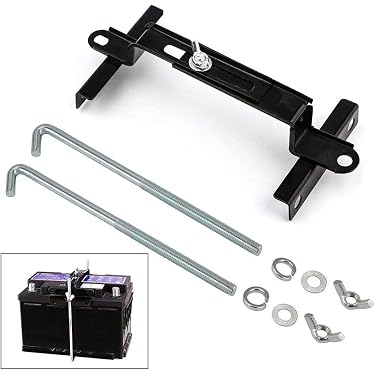 Universal Black Car Battery Tray With Adjustable Hold Down Clamp Bracket Kit