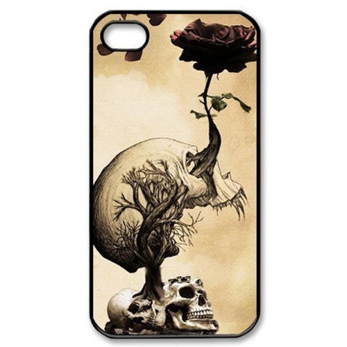 Aokdis New Hot Fashional Individualized Hard Case Back Cover for Iphone 4 4g 4s (Skulls and Roses)
