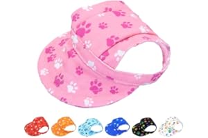PET SHOW Dog Baseball Cap Dog Paw Print Peaked Cap Pet Sun Hats with Ear Holes Sport Hat for Small Medium Doggies Adjustable Drawstring Puppies Cats Visor Hat Girls Boys Pink/XXS