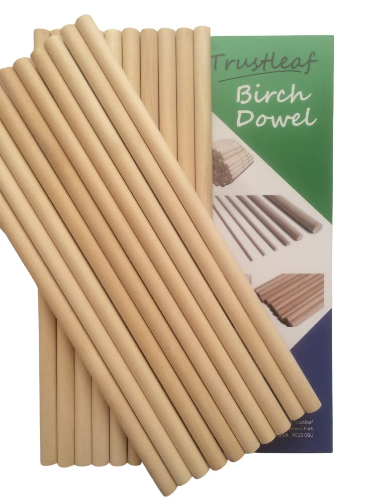Trustleaf 12mm x 30cm Birch Hardwood Wooden Dowels (20 Dowels) — image 1