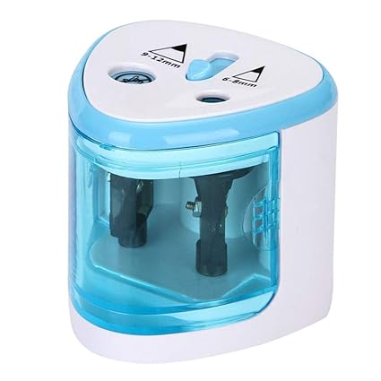 Buyone Electric Pencil Sharpener Double Hole Portable Pencil Sharpener Battery Operated Double Hole Design Compact & Portable (1�Electric Pencil Sharpener) (Blue)