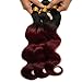 Black Rose Hair Two Tone Ombre Hair Extensions Weaves 7A Peruvian Virgin Hair Body Wave Human Hair Bundles 1B/99J Black+Burgundy 100g/pcs