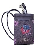 COACH Wildflower Print Lanyard ID Badge Holder in Oxblood / Multi Gold 12554