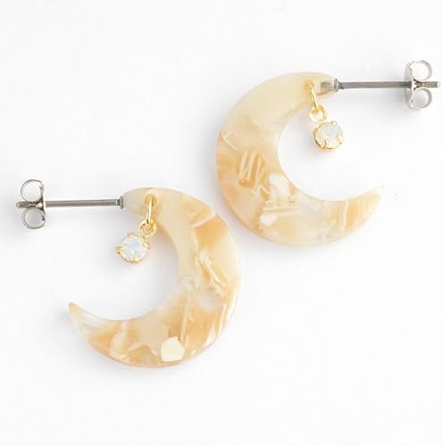 Amazon ｚｏｕｌｅ ゾーラ Shiny Moon ピアス ベージュ 月 マーブル 大きい かわいい きれい パープル 青 アクセサリー ムーン ピアスキャッチ 通販