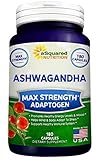 Pure Ashwagandha Supplement - 180 Capsules, Max Strength Ashwaganda Extract Root Powder, 100% Natural Withania Somnifera Ayurveda Formula, Herbal Adaptogenic India Ginseng Tablet Pills for Men & Women