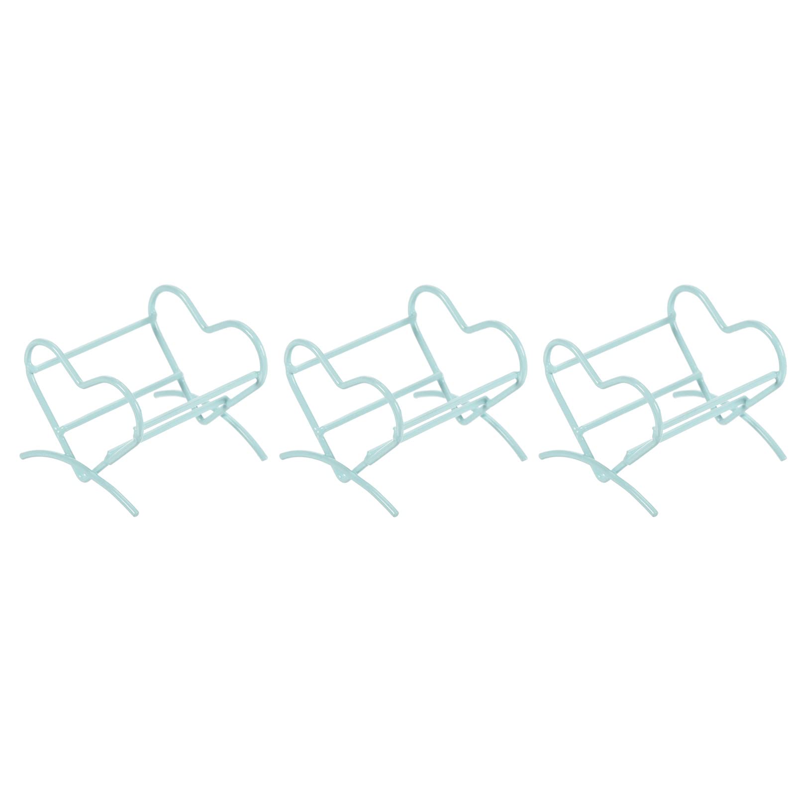 PATIKIL Air Plant Holder Organizer, 3Pcs Heart Shape Metal Small Flower Pot Display Stand Container for Home Bedroom Office Decor, Blue