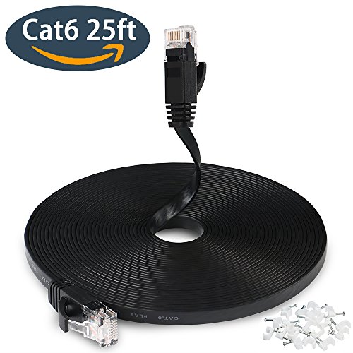 25 ft Ethernet Cable, Cat6 Wireless Network Cable for PS4/Xbox One, Flat Gigabit Ethernet Cord with RJ45 Snagless Connector, Computer Lan Internet Cable for Switch, ethernet adapter(7.5 Meters)
