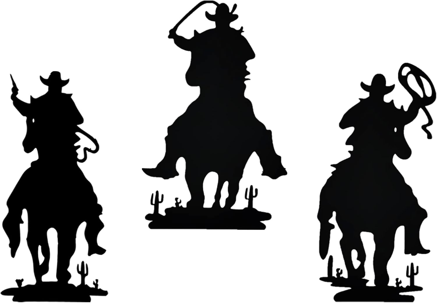Plaques & Wall Art - Gojoamoy Metal Western Cowboy Wall Art Decoration Set of 3, Inspirational Western Wall Decor Sculpture for Indoor Outdoor Home, Bedroom Living Room Office Garden Hanging Decoration