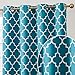 HLC.ME Lattice Print Geometric Home Theater Blackout Curtains - Thermal Heat & Cold Draft Blocker - Light Blocking Energy Smart Window Drapery Curtain Grommet Panels, Set of 2, 52 W x 84 L - Teal Blue