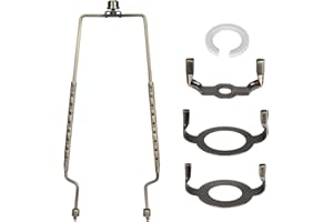 8 9 10 11 12 inch Lamp Shade Harp Holder, ALUCSET Adjustable Lamp Harp Kit, Fit Both Standard Lamp Rod and E14 E26 E27 Light Base UNO Fitter Adapter Converter Finial Set, Lampshade Bracket