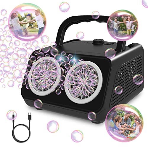 Panacare Professional Bubble Machine,Portable Bubble Machine 20000+Bubbles/Minut,26 Bubble Holes/Free Bubble Water Included,Bubble Toy for Kids/Wedding/Birthday/Christmas Party