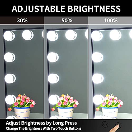 Nitin Hollywood Vanity Mirror with Lights, Black Lighted Makeup Mirror