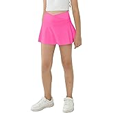 Girl's Sport Skirts with Pockets Shorts Cross High Waist Tennis Golf Skort Solid Color Athletic Workout Skirt