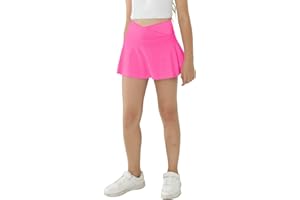 ESOBO Girl's Sport Skirts with Pockets Shorts Cross High Waist Tennis Golf Skort Solid Color Athletic Workout Skirt