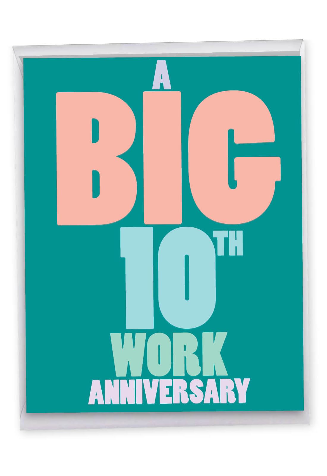 NobleWorks - 10th Work Anniversary Milestone Card 8.5 x 11 - Jumbo for 10 Years, Big Business Employee Congratulations - Years at Work 10 J9138MAG-WA