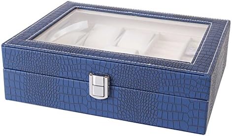 THAITOO Watch Box 10 Slot Watch Display Case,PU Leather Watch Organizer with Metal Lock, Jewelry Storage Box, Great Father's Day Gift