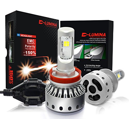 DLUMINA H11 H8 H9 LED Headlight Bulbs Conversion Kit, CREE XHP50 8,000Lm 6000K Xenon White, Low Beam Headlamp, High Beam Headlights, Fog Light, HID or Halogen Head light Replacement – 3 Year Warranty
