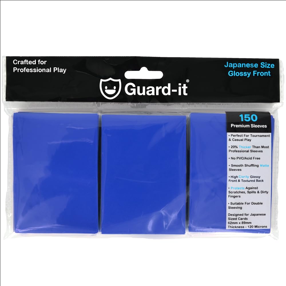 Guard-it - 150 Blue Small Japanese Size Trading Card Sleeves - Premium Deck Protectors for Yu-Gi-Oh, Cardfight!! Vanguard & Photocards