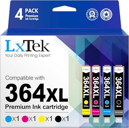 LxTek 364 XL Ink Cartridges Replacement for HP 364 364XL for HP Photosmart 5520 5525 5510 6520 6510 7510 7520 Deskjet 3520 3070A Officejet 4620 4622 4610 (Black Cyan Magenta Yellow, 4-Pack)