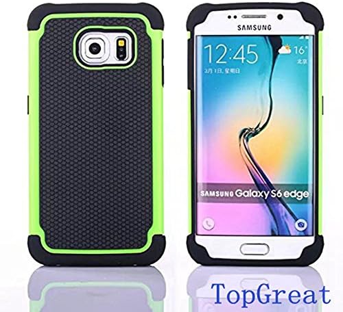 S6 edge Case,Samsung S6 edge Case,TopGreat [Full-Body Protection] [Shockproof] [Skidproof] Dual Layer Hybrid Case Shock-Absorption Bumper and Anti-Scratch hard Cover [Gifts] for Galaxy s6 edge(Green)