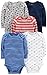 Simple Joys by Carter's Baby Boys' 5-Pack Long-Sleeve Bodysuit, Blue/Grey Trucks/Red Stripe, Newborn