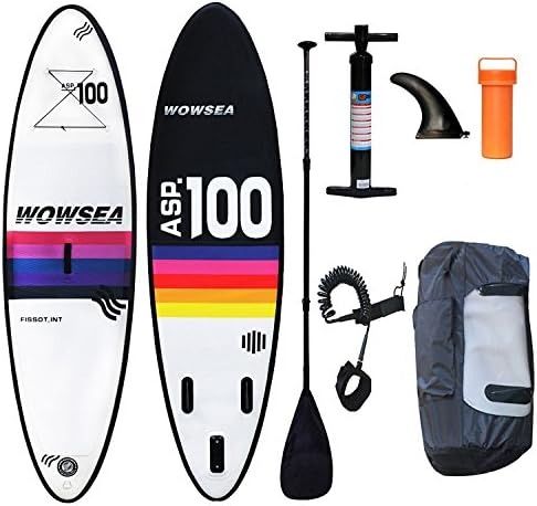 WOWSEA Inflatable Stand Up Paddleboard with Adjustable Carbon Fiber SUP Paddle,Tyre Pump,Repair Cylinder,Coil Leash and Travel Backpack,Size:120 x 31.5 x 4.7"