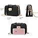 forestfish Ladies’ Black PU Leather Shoulder Bag Purse Evening Clutch Bags Crossbody Bag with long Metal Chain Strap, Black