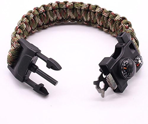 Survival Bracelet - Hiking Multi Tool, Thermometer, Compass for Hiking, Camp Fire Starter, Fish hooks, fishing line, and trailers, emergency 4 colors