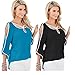 Sunward(TM) Sexy Women Irregular Off Shoulder Long Sleeve Tops Blouse (Small, Blue)