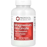 Protocol for Life Balance Magnesium Glycinate, Absorption, 180 Veg Caps | Supports Healthy Muscle, Nerve, and Heart Functions*, with BioPerine&reg;, High Absorption