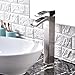 Friho Modern Single Handle Brushed Nickel Waterfall Tall Vessel Sink Bathroom Faucet,With Extra Large Rectangular Spout