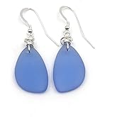 Popular Dusty Periwinkle Blue Sea Glass Earrings with Handmade Knot and Sterling Silver Hooks, Great with Jeans, Beautiful Gift, by Aimee Tresor