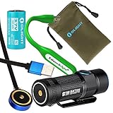 Olight S1R Baton USB rechargeable 900 Lumens CREE LED Flashlight EDC with RCR123 Li-ion battery , magnetic charging cable with EdisonBright USB powered reading light bundle